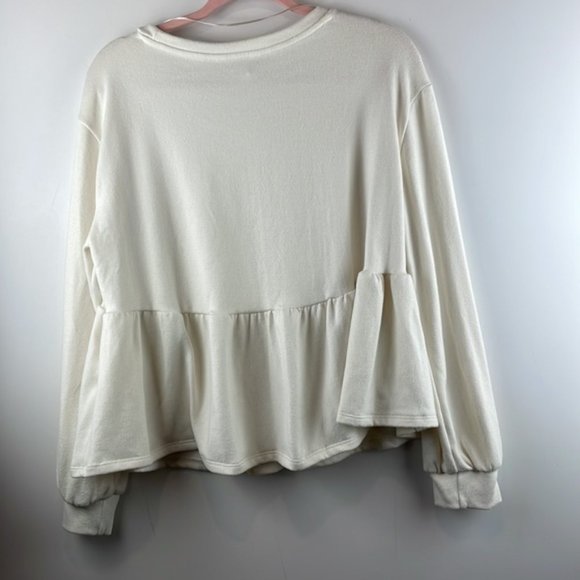 NWOT JOE FRESH Jillian Harris Collab Mindy Peplum Top Cream Ivory size Medium - Picture 2 of 8